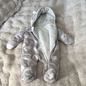 Adorable Gray Baby Hooded Footie